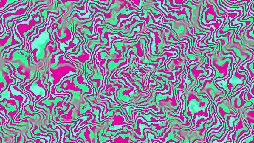 Psychedelic abstract background with flowing pink and green liquid lines.
