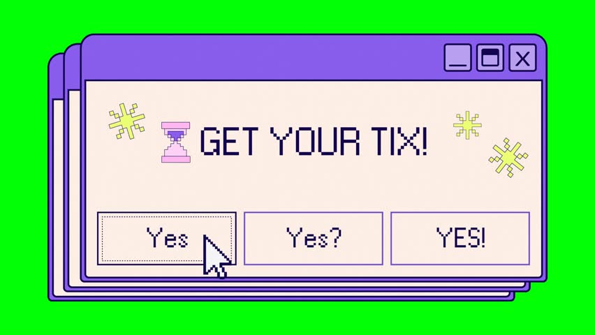 Animated Get Your Tickets Online Tab on Green Screen Event Promotion Motion Graphic for Video Editing and Visual Effects