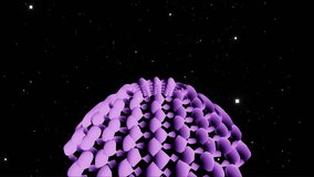 A seamless loop animation of a surreal 3D purple object with undulating scales or rings, rotating as it moves through a dark starfield. - Powered by Shutterstock - Get 15% off with code: PIKWIZARD15