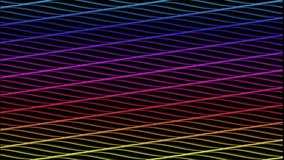 Vibrant neon sine waves flow diagonally in a dynamic, rhythmic, and colorful seamless loop on a dark background. - Powered by Shutterstock - Get 15% off with code: PIKWIZARD15