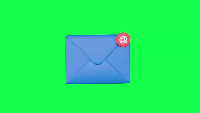 3D Blue Envelope with Email Notification Symbol and Green Screen Background, Digital Message Animation, Social Media Communication Concept - Powered by Shutterstock - Get 15% off with code: PIKWIZARD15