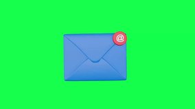 3D Blue Envelope with Email Notification Symbol and Green Screen Background, Digital Message Animation, Social Media Communication Concept - Powered by Shutterstock - Get 15% off with code: PIKWIZARD15
