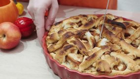 A family with young children celebrates Thanksgiving at home with apple pie and traditional dishes. The table is set. The concept is one of celebration, tradition, love, care, and respect.  happy. - Powered by Shutterstock - Get 15% off with code: PIKWIZARD15