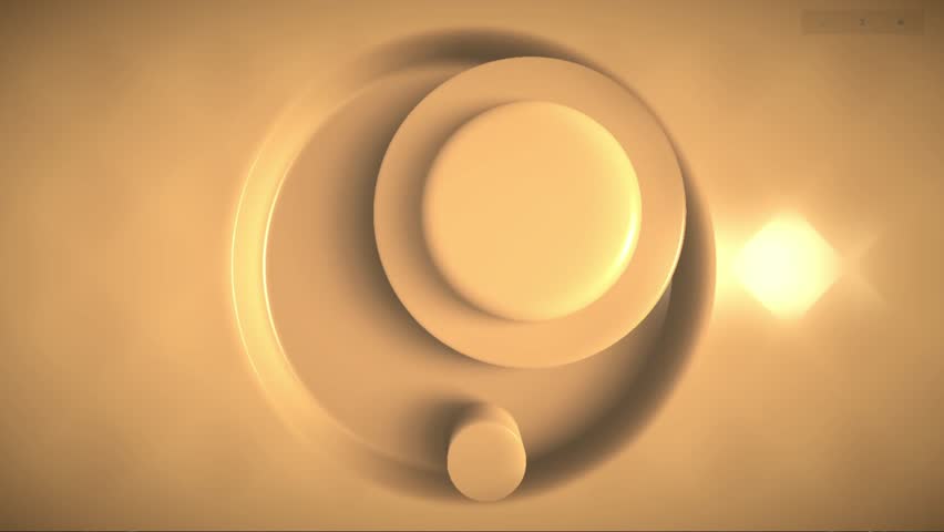 Minimalist 3D Orbital Rings: Cream Sphere Rotating on Beige Elliptical Loop with Lens Flare.