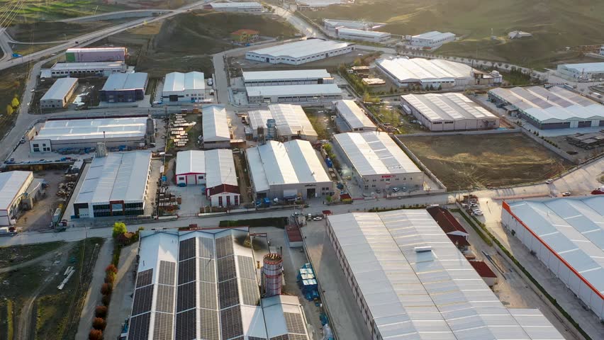 Aerial View of Factories in Industrial Zone