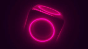 A seamless, looping 3D animation of a rotating cube with glowing, color-changing neon rings on a dark background. - Powered by Shutterstock - Get 15% off with code: PIKWIZARD15