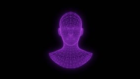 Female Head Wireframe Rotating on Black Background - Powered by Shutterstock - Get 15% off with code: PIKWIZARD15