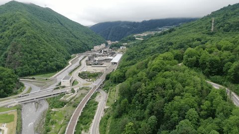 Aerial View of Krasnaya Polyana Resort in Early Spring