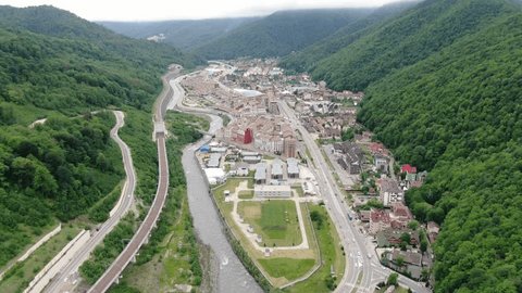 Aerial View of Krasnaya Polyana Town in Sochi Mountains