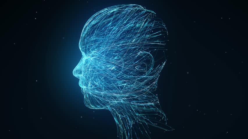 Artificial intelligence facial imagery, computing neural system activity,neurons transmit signals through synapses.Cosmic particle space, brain data computation, high-tech future medicine,3D animation - Powered by Shutterstock - Get 15% off with code: PIKWIZARD15