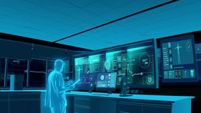 Future diagnostic methods of artificial intelligence in medicine, presenting MRI scans of patients' physiological data in a visual manner, viewing test results using 3D models. Holographic images, 3D. - Powered by Shutterstock - Get 15% off with code: PIKWIZARD15