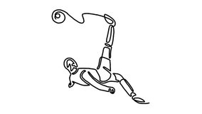 Continue line animation of football player doing overhead kick - Powered by Shutterstock - Get 15% off with code: PIKWIZARD15