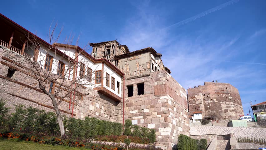 View of old buildings around Ankara Castle