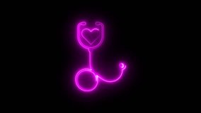 Stethoscope with love icon on black background, medical healthcare animation, hospital equipment symbol - Powered by Shutterstock - Get 15% off with code: PIKWIZARD15