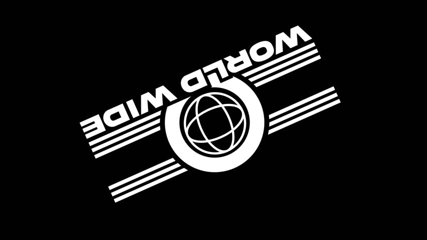 Retro “WORLD WIDE” logo glitching in white lines on black, evoking 80s tech motion