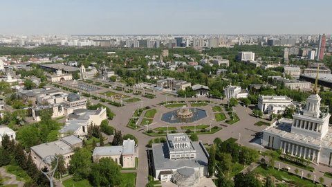 Aerial Drone View of Central VDNKh in Moscow