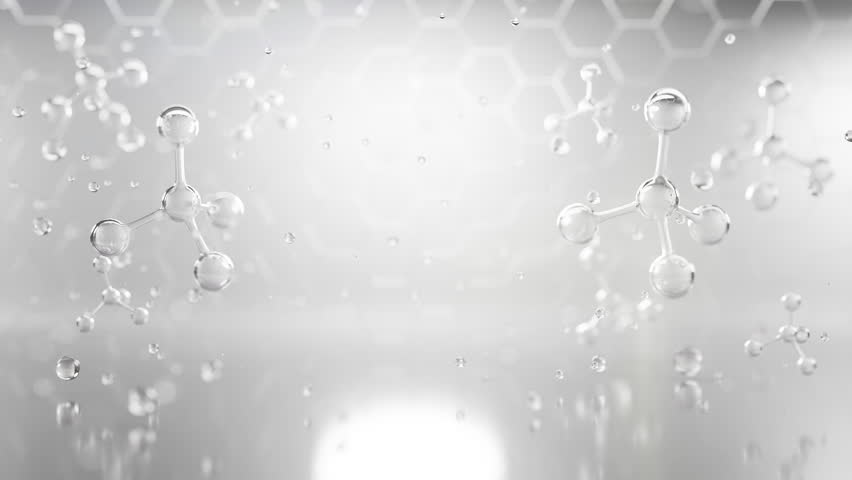 Elegant 3D gray molecules floating in soft light, representing skincare, serum, and anti-aging innovation. Ideal for cosmetic and beauty campaigns.
