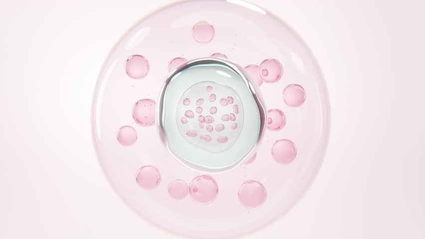 A droplet of serum hits and plumps up glowing pink skin cells, capturing hydration, elasticity, and skincare science in stunning macro 3D.
