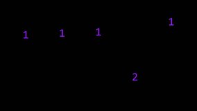 Abstract counting animation with random purple numbers appearing and disappearing sequentially on a black background. Minimalist motion loop for technology, data, coding, and educational content. - Powered by Shutterstock - Get 15% off with code: PIKWIZARD15
