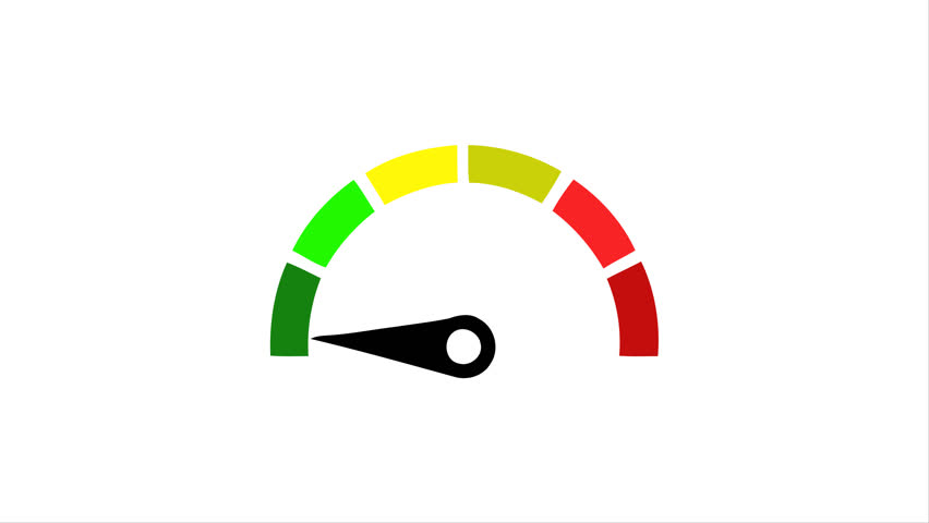 speedometer meter gauge level indicator animation. Speed scale motion graphic. Animated speedometer showing acceleration, Animation of speedometer icon isolated on white background. 