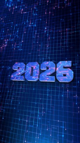 Happy New Year 2026 Wish for New Years Eve celebrations, invitations social media. unique artistic style Colorful numbers appear glitch captivating animation featuring 