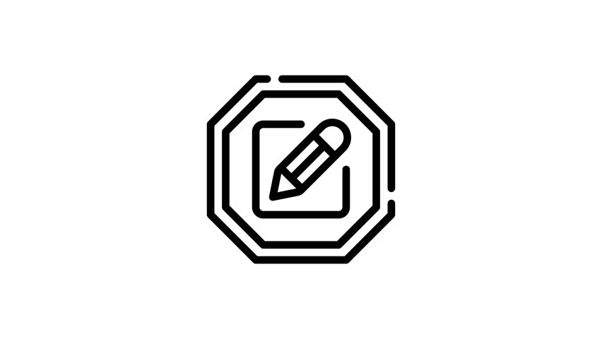 Bold pencil icon in an octagon, perfect for educational materials, stationery branding, graphic designs, and creative projects needing a bold touch.