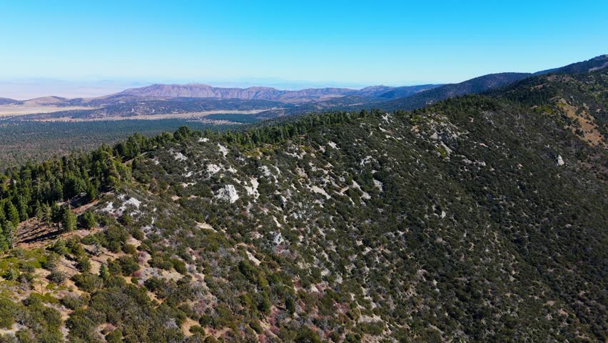 Aerial Flight Over Rocky Mountain Ridge in Big Bear