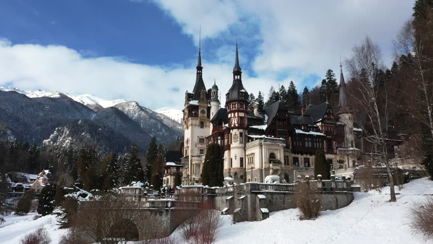 Peles Castle in winter, Sinaia, Romania