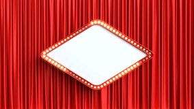 Looping video of Theater cinema sign on red curtain background, Retro light sign for show titles or promotions - Powered by Shutterstock - Get 15% off with code: PIKWIZARD15
