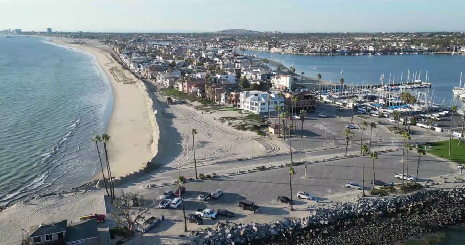 Stunning aerial drone footage showcasing Long Beach Harbor in California. Perfect for travel videos, maritime industry projects, real estate promotions, and cinematic content.