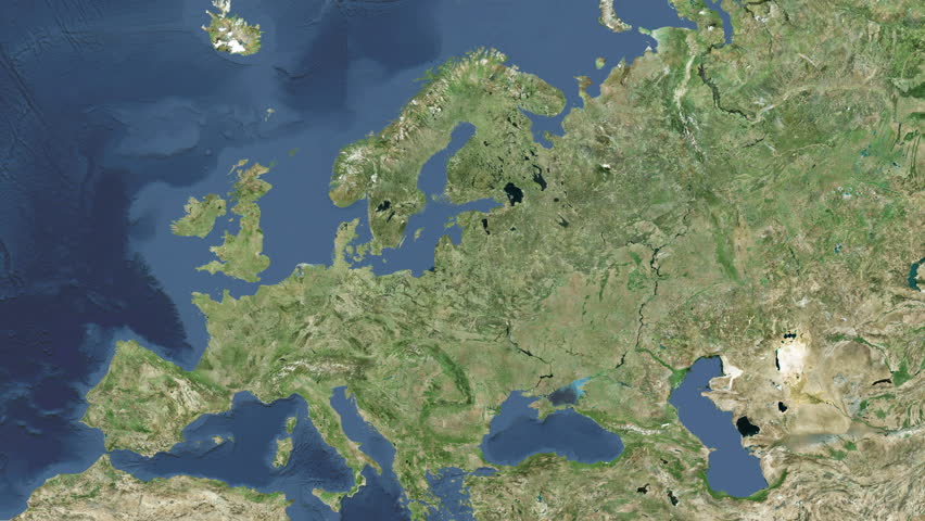 Zooming at Iceland. Europe map animation