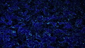 Abstract animation of blue contour shapes and bright neon light outlines floating on dark background. Smoothly morphing digital landscape elements pattern in futuristic style. Motion graphics 4K 60fps - Powered by Shutterstock - Get 15% off with code: PIKWIZARD15