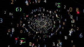 Spiraling Numbers in Dark Digital Vortex Symbolizing Data Stream Codes. A dark, expansive background is filled with spiraling digits and colorful particles, creating a dynamic data stream feel.  - Powered by Shutterstock - Get 15% off with code: PIKWIZARD15