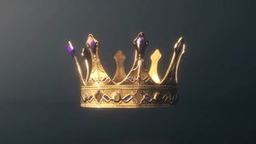 Golden Royal Crown With Purple Jewels Floating in Dark Minimal Background - Powered by Shutterstock - Get 15% off with code: PIKWIZARD15