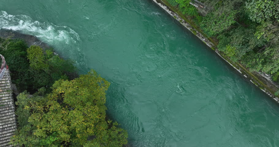 Aerial footage of landscape in dujiangyan, Sichuan province,China