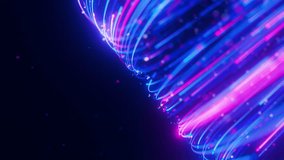 Extreme closeup of Big data light speed warped flow. Abstract digital data stream of quantum computing. Cyberspace of qubit trail waves. Modern tech information transmission. - Powered by Shutterstock - Get 15% off with code: PIKWIZARD15