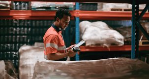 Man, scanner and inspection with tablet in warehouse for price check, supply chain or storage. Male person, distributor or supplier with technology for logistics, inventory management or stock count - Powered by Shutterstock - Get 15% off with code: PIKWIZARD15