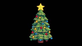Pixel art Christmas tree with blinking lights on black background - Powered by Shutterstock - Get 15% off with code: PIKWIZARD15