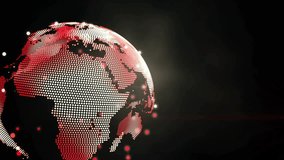 Data pulse starting dotted globe rotating while HUD bars and waves animating to show network data. Orb, grid, neon, futuristic, holographic, interface, visualization - Powered by Shutterstock - Get 15% off with code: PIKWIZARD15