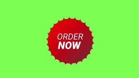 Red Order Now button with scalloped edge on green background - Powered by Shutterstock - Get 15% off with code: PIKWIZARD15