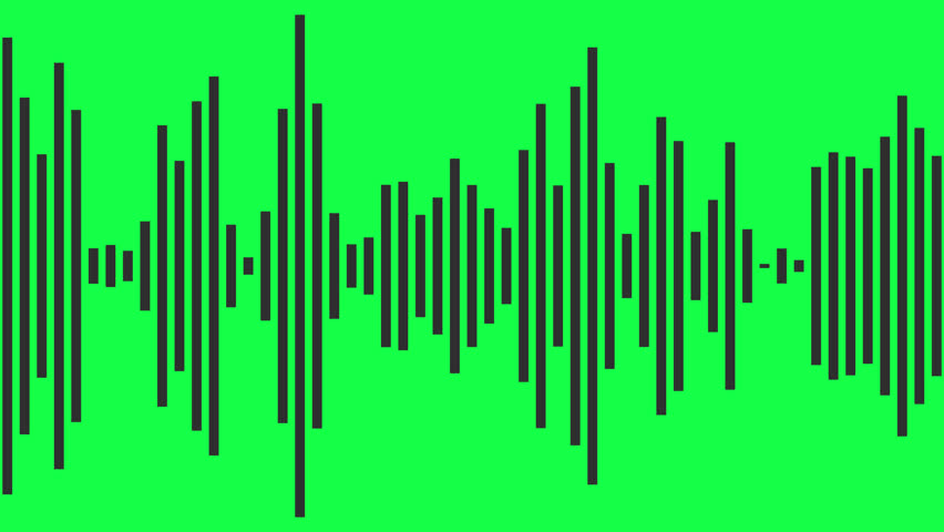 abstract audio waveform visualization with pulsing black bars on vibrant green background. dynamic sound wave animation with rhythmic vertical bars, ideal for digital media, podcasts, music themes - Powered by Shutterstock - Get 15% off with code: PIKWIZARD15