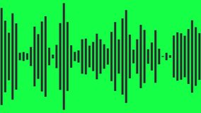 abstract audio waveform visualization with pulsing black bars on vibrant green background. dynamic sound wave animation with rhythmic vertical bars, ideal for digital media, podcasts, music themes - Powered by Shutterstock - Get 15% off with code: PIKWIZARD15