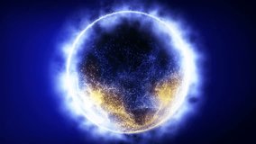 A virtual sphere consisting of energetic chaotic particles emitting energy and light.
 - Powered by Shutterstock - Get 15% off with code: PIKWIZARD15