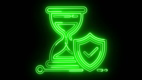 Modern Cyber Neon Hourglass with Shield – Secure Time Processing Concept 4k Loop Animation. - Powered by Shutterstock - Get 15% off with code: PIKWIZARD15