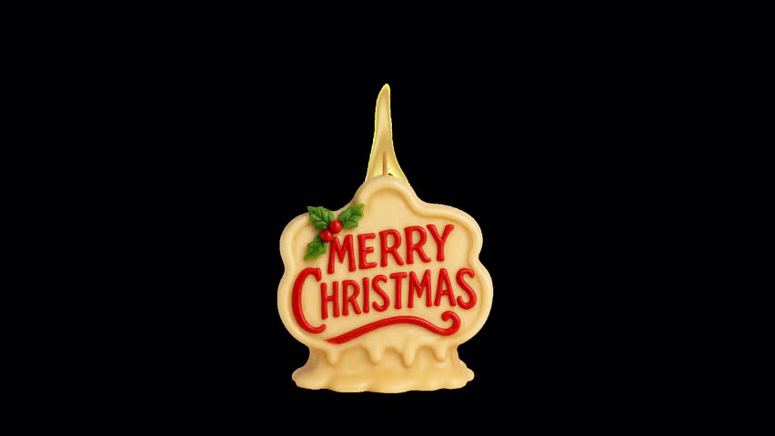 Warm glowing “Merry Christmas” candle with festive holly accent. A 3D holiday badge animation perfect for intros, greetings, branding, invitations, and seasonal design projects.