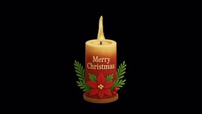 3D Merry Christmas candle with glowing flame, poinsettia flower, and festive greenery. Perfect for holiday intros, greetings, decor animations, and seasonal design projects. - Powered by Shutterstock - Get 15% off with code: PIKWIZARD15