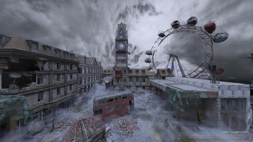 3D rendering of the desolate city scenery