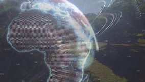 Rotating data globe revealing parents helping child walking across park lawn as graphics receding. Translucent, orb, motion, overlay, outdoor, nature, family - Powered by Shutterstock - Get 15% off with code: PIKWIZARD15