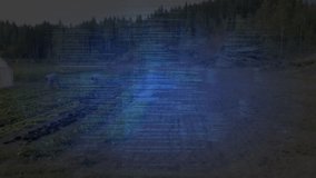 Word cloud animating on play over field, glitch cascading CODE or TEST, showing software development. Glitch, cyan, typography, animation, outdoor, landscape, tent - Powered by Shutterstock - Get 15% off with code: PIKWIZARD15