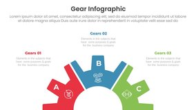 Gear shape infographic 5 point stage template with gears part movement from all direction bounce video animation or animated - Powered by Shutterstock - Get 15% off with code: PIKWIZARD15